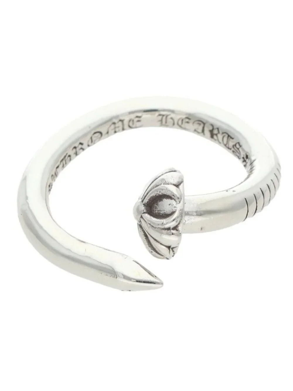 Chrome Hearts Nail Crsball Cross Ball Silver Ring